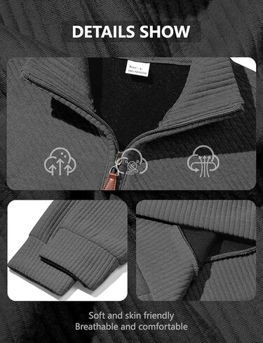 Mens Sweatshirt Pullover Quarter Zipper Sweater Casual Long Sleeve Stand Collar Sweaters in Kuwait