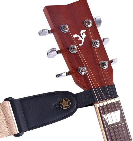 Guitar NeckStrap Guitar Strap Leather Head Belt Holder Button Safe Lock Ukulele Bass Folk Acoustic Electric Guita Accessories in Saudi Arabia