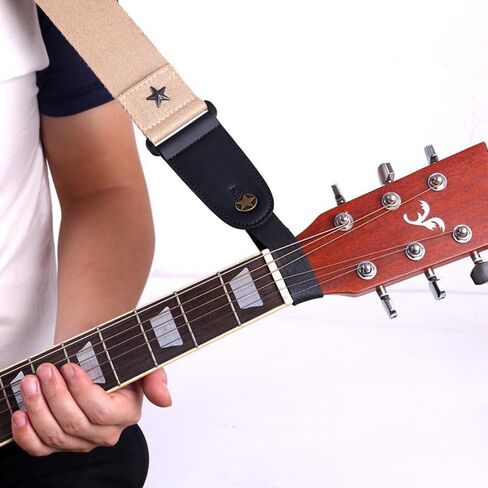 Guitar NeckStrap Guitar Strap Leather Head Belt Holder Button Safe Lock Ukulele Bass Folk Acoustic Electric Guita Accessories in Saudi Arabia