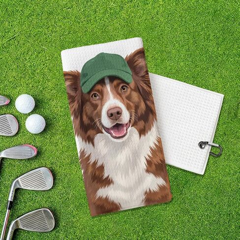 Golden Retriever Golf Towel 16x24 Inch, Dog Gifts Waffle Weave Decorative Golf Towel with Clip, Golfclub Gifts for Men Women Birthday Gift for Husband Dad Golfball Fan Retirement Present in Saudi Arabia