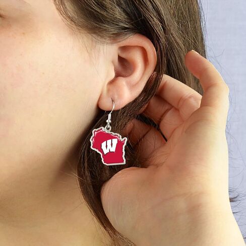 From the Heart Wisconsin Badgers State of Mine Earrings Jewelry Gift Licensed UW in Saudi Arabia