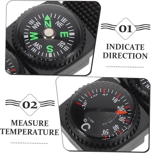 GANAZONO Multifunctional Compass for Watch Band with Thermometer Compact Carabiner Clip Outdoor Navigation Tool for Hiking Mountaineering Camping and Survival Activities in Saudi Arabia
