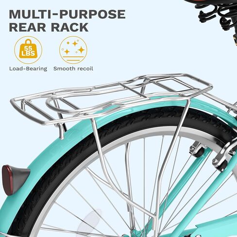 DWVO Beach Cruiser Bike for Women, 24 & 26 Inch Womens Bike with Adjustable Seat, 1&7-Speed Comfort Bicycle for Adults City Commuter with Built-in Lock & Wicker Basket, Multiple Color in Saudi Arabia