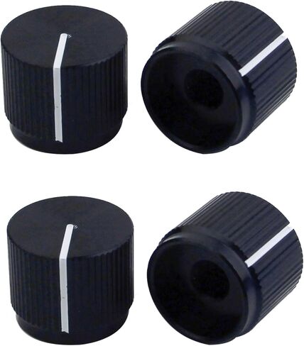 Guyker Guitar Aluminum Alloy Flat Top Control Knobs Dia. 6mm(0.24") Shaft Pots - Dome Tuning Potentiometer Knob Replacement Part for Electric Guitar or Precision Bass, 4-Pack Black in Kuwait