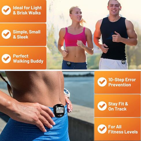 3D Pedometer for Walking with Clip and Strap, Walking Distance Miles, Calorie Counter, 7 Days Memory, Daily Target Monitor, Activity Time. Accurate Step Counter for Men Women & Kids Seniors in Kuwait