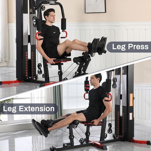 Fitvids Multifunctional Home Gym Equipment with 122.5 lbs Weight Stack, Full Body Workout Weight Machine Strength Training Exercise Equipment with Pulley System & Leg Press, All-in-One Workout Station in Saudi Arabia