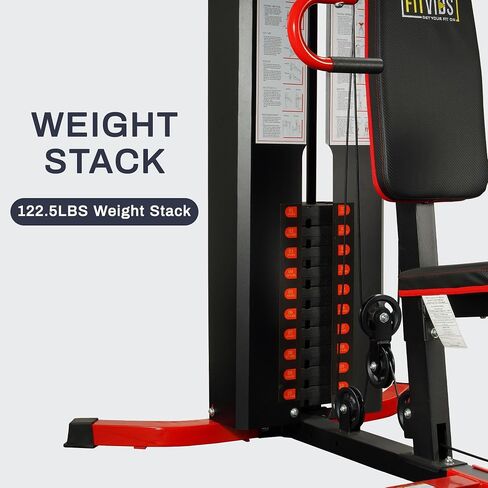 Fitvids Multifunctional Home Gym Equipment with 122.5 lbs Weight Stack, Full Body Workout Weight Machine Strength Training Exercise Equipment with Pulley System & Leg Press, All-in-One Workout Station in Saudi Arabia