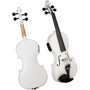 طقم كمان احترافي كمان كهربائي صوتي 4 أوتار أبيض الحجم الكامل مع مجموعة الملحقات in Kuwait
