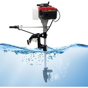 4-Stroke 4HP Outboard Boat Motors, 53.2CC Heavy Duty Fishing Boat Engine with Air Cooling System and 1.2L Fuel Tank, Hand-pull Start Marine Engine for Small Boats of 7.5-16.4ft in Saudi Arabia
