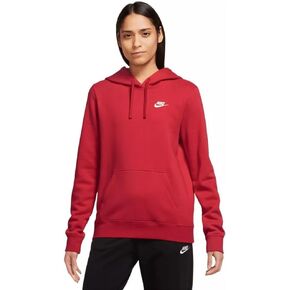 Nike Sportswear Club Fleece Women's Pullover Hoodie (US, Alpha, Medium, Regular, Regular, Red/White) in Saudi Arabia