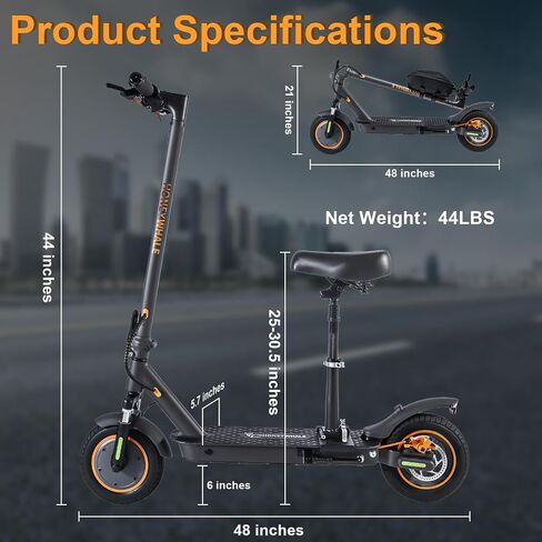 M2MAX-B Electric Scooter, 18 Miles Range, 350-500W Motor & Max Speed 20 Mph, 10" Pneumatic Tires, Cruise Control, Folding Commuter E-Scooter for Adults,with Locking Function in Saudi Arabia