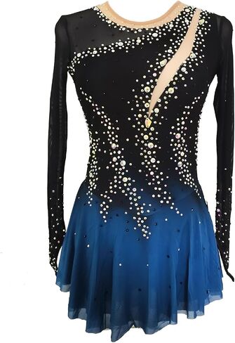 Girls Black Sparkly Figure Skating Skirt for Ice Skating Performances in Saudi Arabia