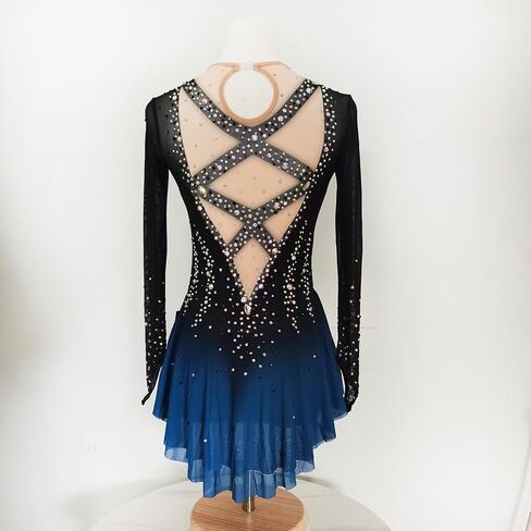 Girls Black Sparkly Figure Skating Skirt for Ice Skating Performances in Saudi Arabia