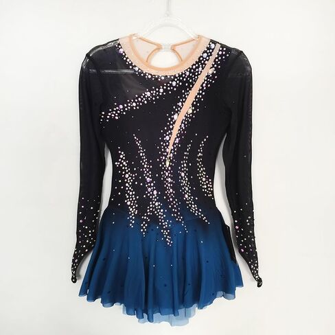 Girls Black Sparkly Figure Skating Skirt for Ice Skating Performances in Saudi Arabia