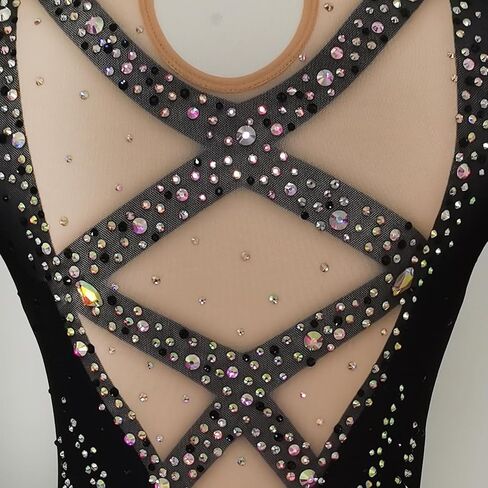 Girls Black Sparkly Figure Skating Skirt for Ice Skating Performances in Saudi Arabia