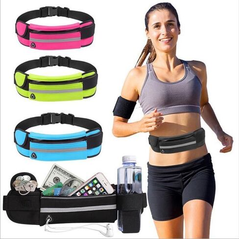 Solid Color Outdoor Sports Waist Bag, Large Capacity Sweat-Proof Running and Hiking Belt, Portable Travel Fanny Pack, Adjustable Waistband for Fitness and Exercise in Saudi Arabia
