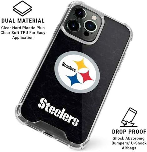 Skinit Clear Phone Case Compatible with iPhone 15 Pro - Officially Licensed NFL Pittsburgh Steelers Distressed Design in Saudi Arabia