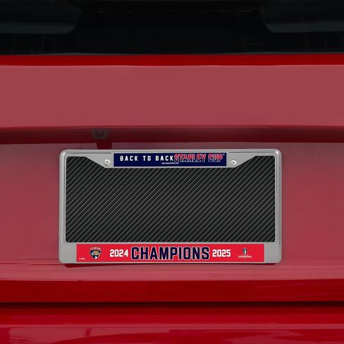 Rico Industries NHL Hockey Florida Panthers Back to Back Champions 2025 12" x 6" Chrome Frame with Decal Inserts - Car/Truck/SUV Automobile Accessory in Saudi Arabia
