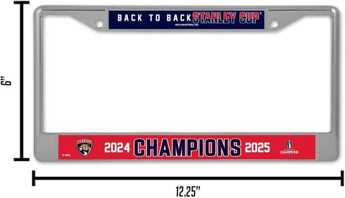 Rico Industries NHL Hockey Florida Panthers Back to Back Champions 2025 12" x 6" Chrome Frame with Decal Inserts - Car/Truck/SUV Automobile Accessory in Saudi Arabia