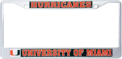 إكسسوارات السيارات من Desert Cactus University of Miami Hurricanes إطار لوحة ترخيص معدني وحامل بطاقات للجزء الأمامي أو الخلفي من السيارة (التميمة) in Kuwait