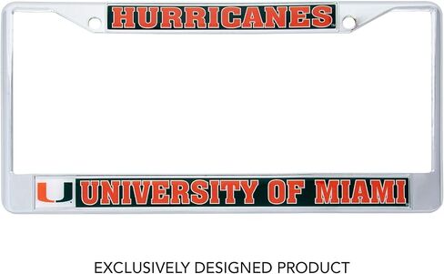 إكسسوارات السيارات من Desert Cactus University of Miami Hurricanes إطار لوحة ترخيص معدني وحامل بطاقات للجزء الأمامي أو الخلفي من السيارة (التميمة) in Kuwait