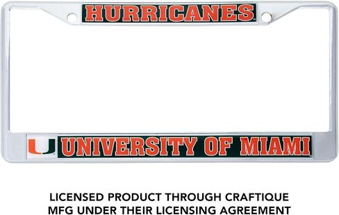 إكسسوارات السيارات من Desert Cactus University of Miami Hurricanes إطار لوحة ترخيص معدني وحامل بطاقات للجزء الأمامي أو الخلفي من السيارة (التميمة) in Kuwait