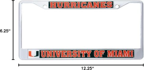 إكسسوارات السيارات من Desert Cactus University of Miami Hurricanes إطار لوحة ترخيص معدني وحامل بطاقات للجزء الأمامي أو الخلفي من السيارة (التميمة) in Kuwait