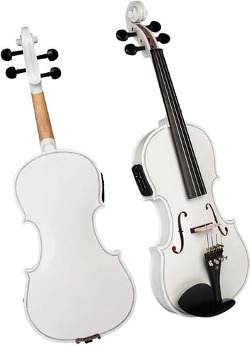 طقم كمان احترافي كمان كهربائي صوتي 4 أوتار أبيض الحجم الكامل مع مجموعة الملحقات in Kuwait