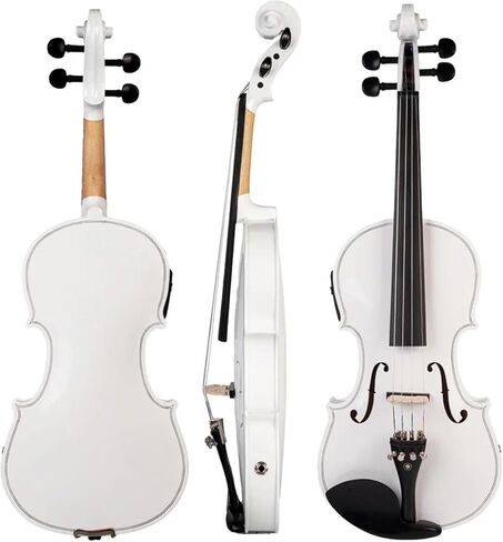 طقم كمان احترافي كمان كهربائي صوتي 4 أوتار أبيض الحجم الكامل مع مجموعة الملحقات in Kuwait
