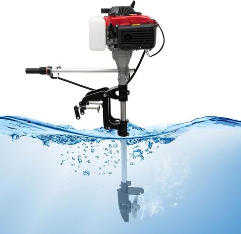 4-Stroke 4HP Outboard Boat Motors, 53.2CC Heavy Duty Fishing Boat Engine with Air Cooling System and 1.2L Fuel Tank, Hand-pull Start Marine Engine for Small Boats of 7.5-16.4ft in Saudi Arabia