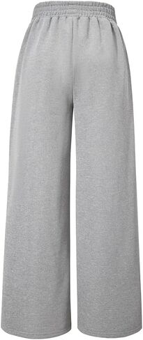 Nivne Tco Tween Girls Wide Leg Sweatpants, 2pcs Baggy Pants Set - Solid Color Loose Casual Pants with Elastic Waistband in Saudi Arabia