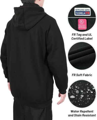 TICOMELA FR Hoodies Zip-Up Fleece – 14oz Flame Resistant Hooded Sweatshirt with Pig Nose Drawcord, Raglan Sleeves in Saudi Arabia
