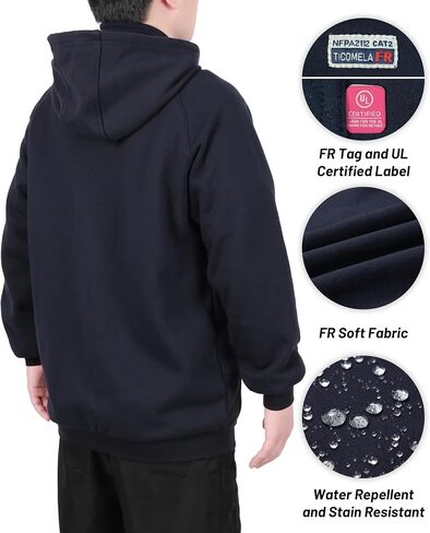 TICOMELA FR Hoodies Zip-Up Fleece – 14oz Flame Resistant Hooded Sweatshirt with Pig Nose Drawcord, Raglan Sleeves in Saudi Arabia