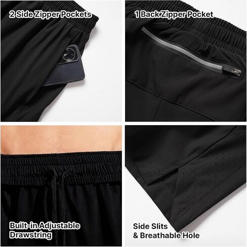 Men's Running Shorts, Lightweight Quick Dry Athletic Gym Shorts with Back Zipper Pocket for Basketball Training in Saudi Arabia