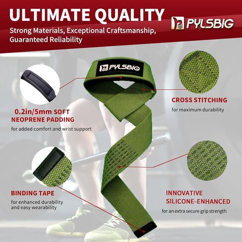 أحزمة رفع، وأشرطة معصم لرفع الأثقال، والتمرين، وكمال الأجسام، ورفع الأثقال والرفع الميت - مع وسادات نيوبرين 5 مم وسيليكون مضاد للانزلاق - دعم إضافي للمعصم لرفع الأثقال للرجال والنساء in Kuwait
