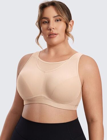 Women's Plus Size High Impact No-Bounce Full Coverage Wire Free Sports Bra in Saudi Arabia