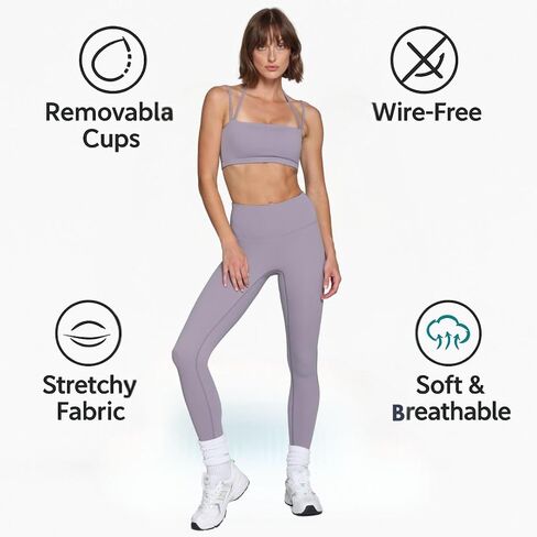 Double Strap Sports Bra for Women – Wireless Padded Bra with Medium to Full Support in Saudi Arabia