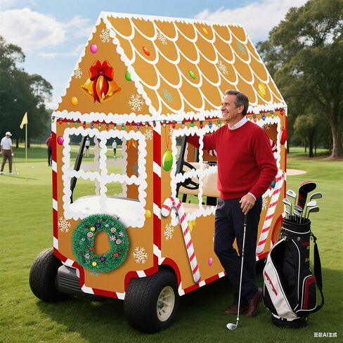 15 Pcs Christmas Gingerbread House Golf Cart Decorating Ideas Gingerbread House Colored Lights Candy Cane Shaped Balloons Candy Garland Decorations No Frame Included for Christmas Decorations in Saudi Arabia