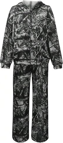GORGLITTER Women's 2 Piece Track Suits Camo Print Zip Up Oversized Hoodie and Baggy Sweatpants Sets Fall Outfits in Saudi Arabia