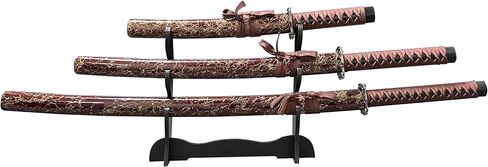 Decorative Samurai Sword Set, 3-Piece Katana Collection with Display Stand, 39.3/31.1/20.4 inches in Saudi Arabia