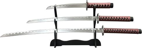Decorative Samurai Sword Set, 3-Piece Katana Collection with Display Stand, 39.3/31.1/20.4 inches in Saudi Arabia