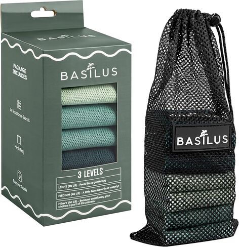 3-Pack Fabric Resistance Bands for Legs & Glutes – Exercise Bands for Strength Training, Yoga, Pilates & Fitness – Mesh Bag & Exercise Guide Included in Saudi Arabia