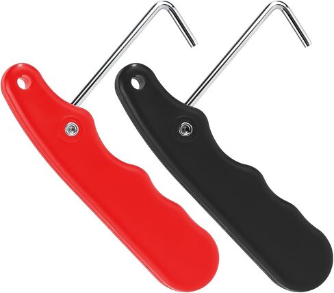 2pcs Skate Lace Tightener, Plastic Shoe Lace Puller with Stainless Steel Hook Foldable Boot Shoe Lace Tightening Tool for ICE Skates Ice Hockey Figure Skates Shoes Accessories (Black, Red) in Saudi Arabia