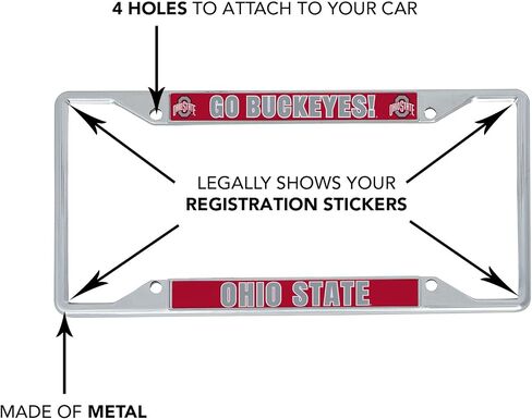 صبار الصحراء إطار لوحة ترخيص جامعة ولاية أوهايو OSU Buckeyes حامل للجزء الأمامي أو الخلفي من حامل بطاقات السيارة المعدنية مرخص رسميًا (الشعار 1) in Saudi Arabia