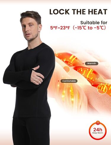 Thermal Underwear for Men - Long Johns with Fleece Lined Winter Warm Base Layer Cold Weather Top Bottom in Saudi Arabia