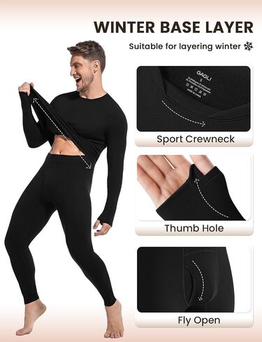 Thermal Underwear for Men - Long Johns with Fleece Lined Winter Warm Base Layer Cold Weather Top Bottom in Saudi Arabia