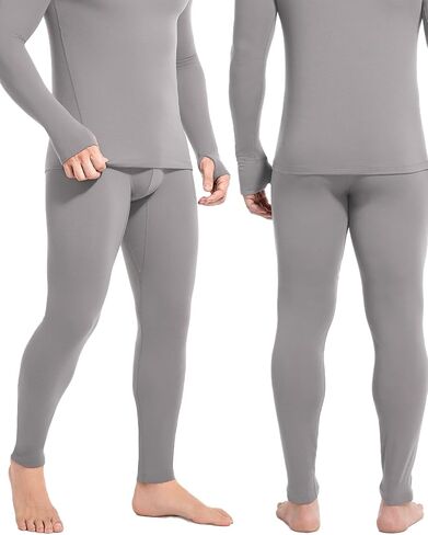 Thermal Underwear Bottoms for Men, Thermo Pants Fleece Lined Leggings Soft Warm Base Layer - Lightweight Long Johns in Saudi Arabia
