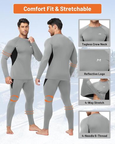 Thermal Underwear for Men Long Johns Fleece Lined Base Layer Set Hunting Gear Cold Weather Top Bottoms Shirt Pants in Saudi Arabia