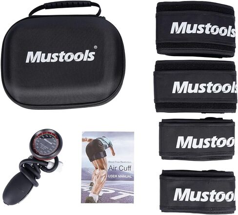 Blood Flow Restriction Bands 4 Pack Set with Pressure Gauge, Professional Grade Arms, Legs Occlusion Bands for Men Women Glutes Workout, Blood Flow Restriction Cuffs, BFR Training Bands Black in Saudi Arabia