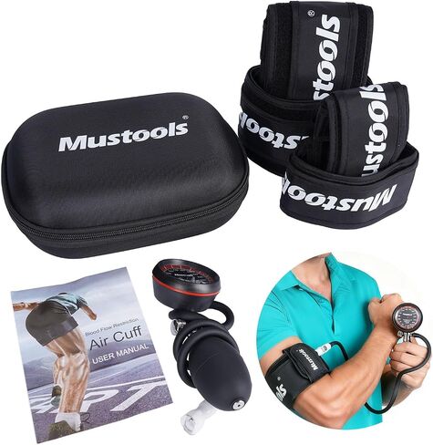 Blood Flow Restriction Bands 4 Pack Set with Pressure Gauge, Professional Grade Arms, Legs Occlusion Bands for Men Women Glutes Workout, Blood Flow Restriction Cuffs, BFR Training Bands Black in Saudi Arabia